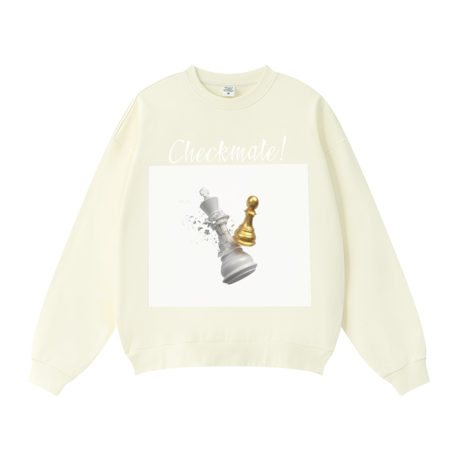 360GSM Solid Color Crewneck Sweatshirt – Relaxed Fit, Soft Fleece Lining Cream White