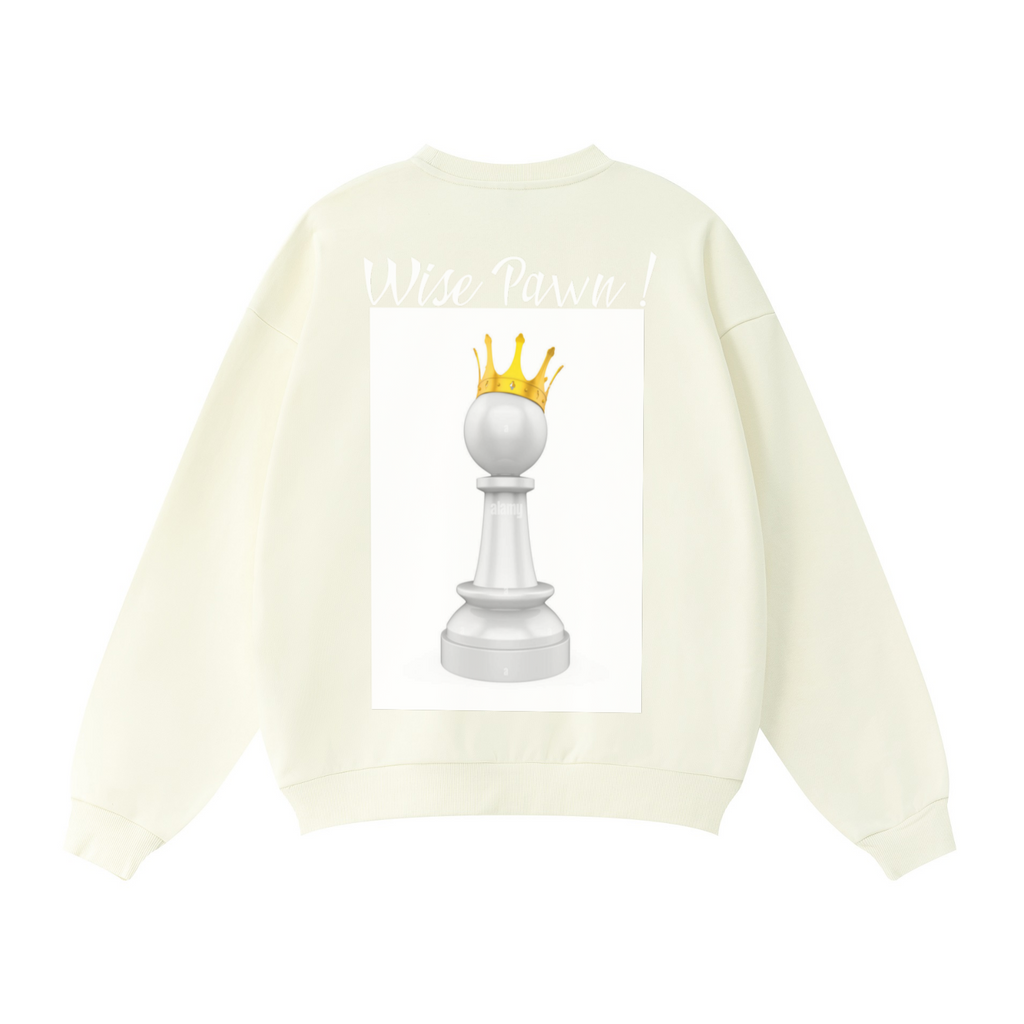360GSM Solid Color Crewneck Sweatshirt – Relaxed Fit, Soft Fleece Lining Cream White